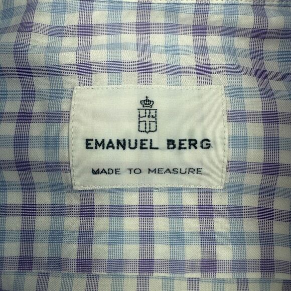 Emanuel Berg Shirt Mens 16 - 36 Multicolor Plaid Modern Long Sleeve Button Down - Picture 6 of 10